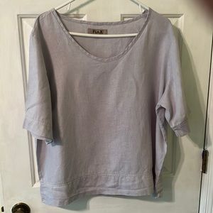 FLAX gray linen tunic top L